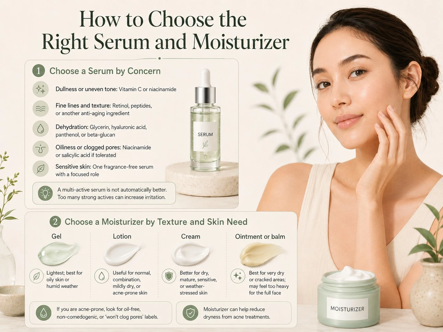 Guide to choosing serum by concern and moisturizer by texture and skin need - Zicail Beauty Guide to choosing serum by concern and moisturizer by texture and skin need - Serum vs Moisturizer: Which to Use and Apply First