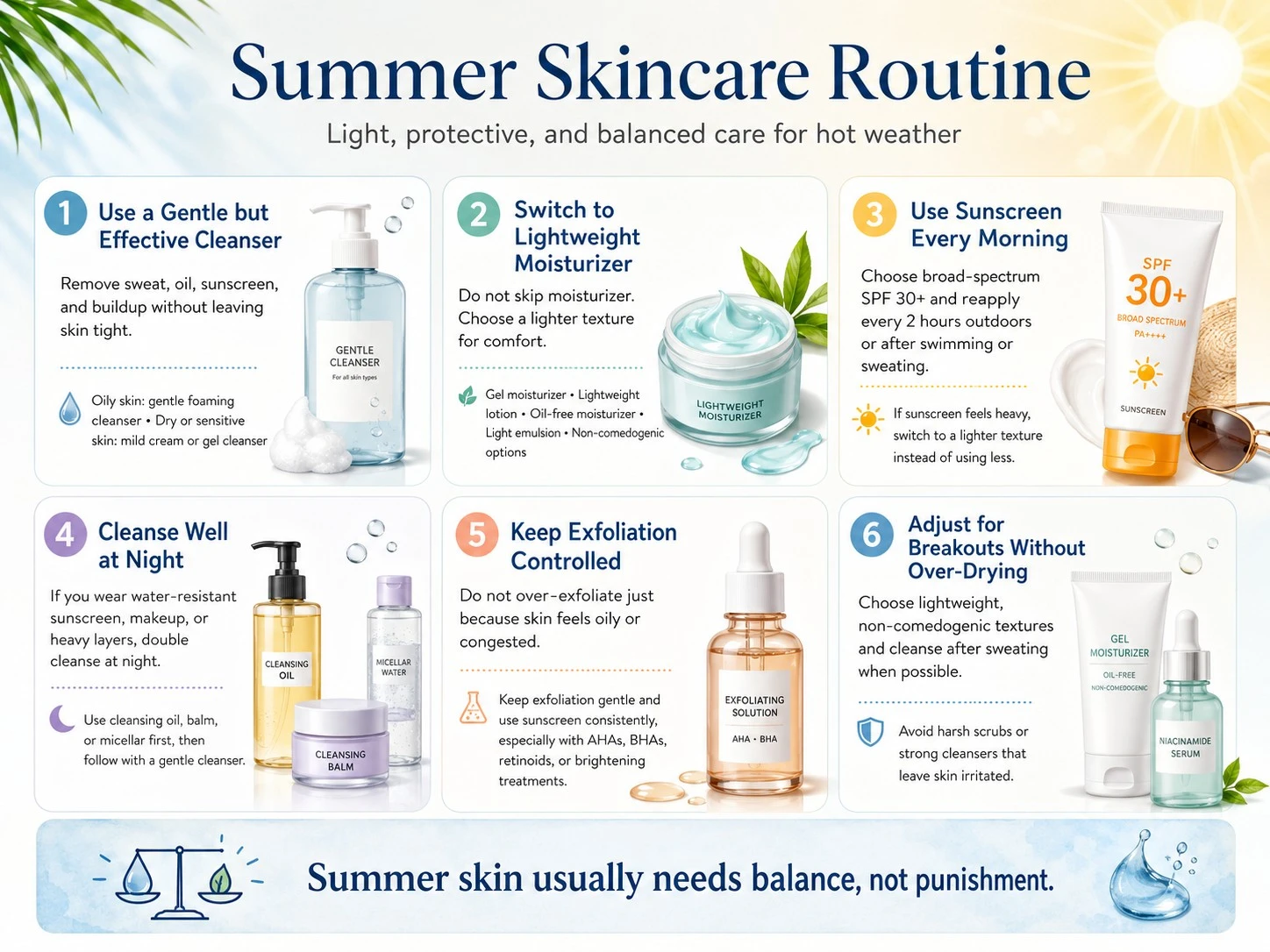 Summer skincare routine with lightweight moisturizer, daily sunscreen, gentle cleansing, and oil control - Zicail Beauty Summer skincare routine with lightweight moisturizer, daily sunscreen, gentle cleansing, and oil control - Seasonal Skincare Routine: Year-Round Skin Care Guide