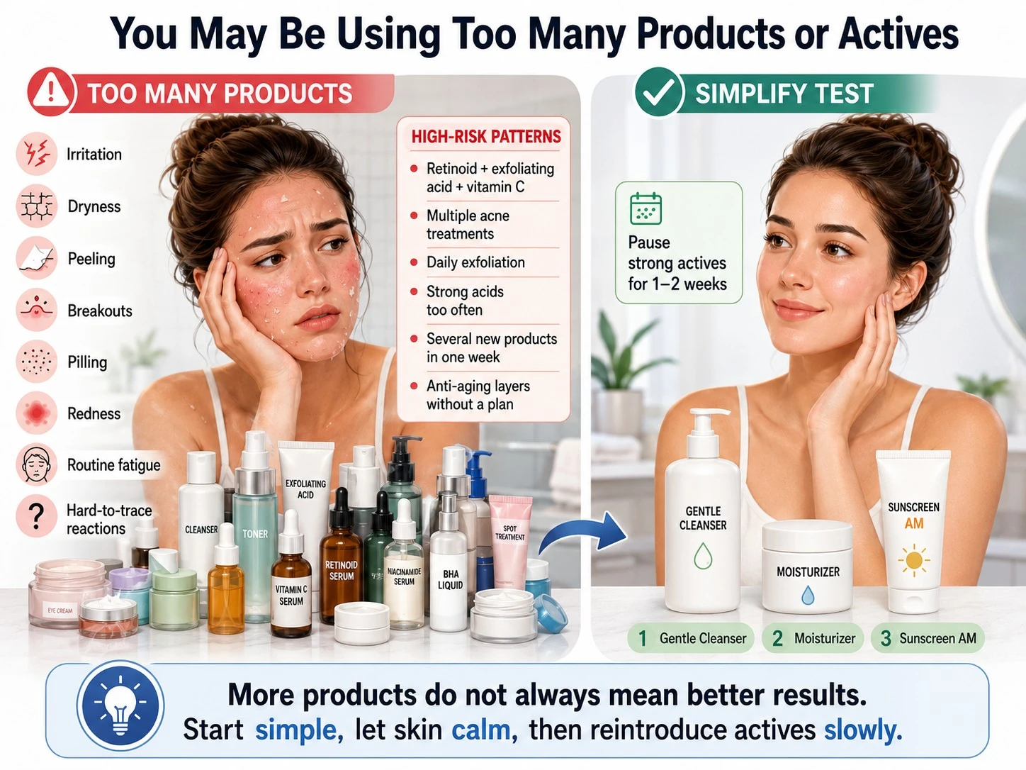 Too many skincare products causing irritation with simplified routine test for healthier skin - Zicail Beauty Too many skincare products causing irritation with simplified routine test for healthier skin - Why Your Skincare Routine Isn’t Working: How to Fix It