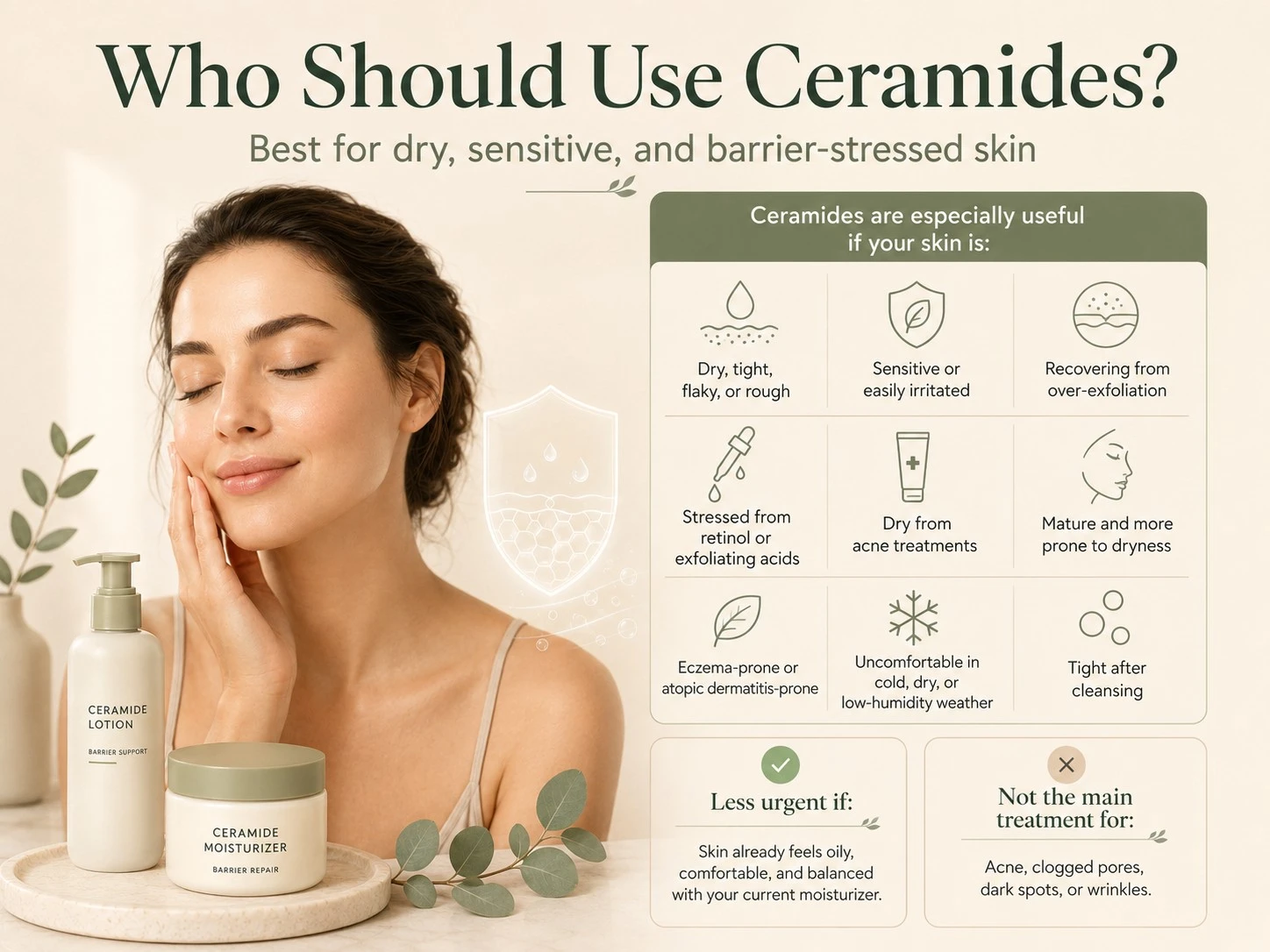 Who should use ceramides for dry sensitive mature irritated or barrier stressed skin - Zicail Beauty Who should use ceramides for dry sensitive mature irritated or barrier stressed skin - Ceramides for Skin: Benefits, Barrier Repair & Use