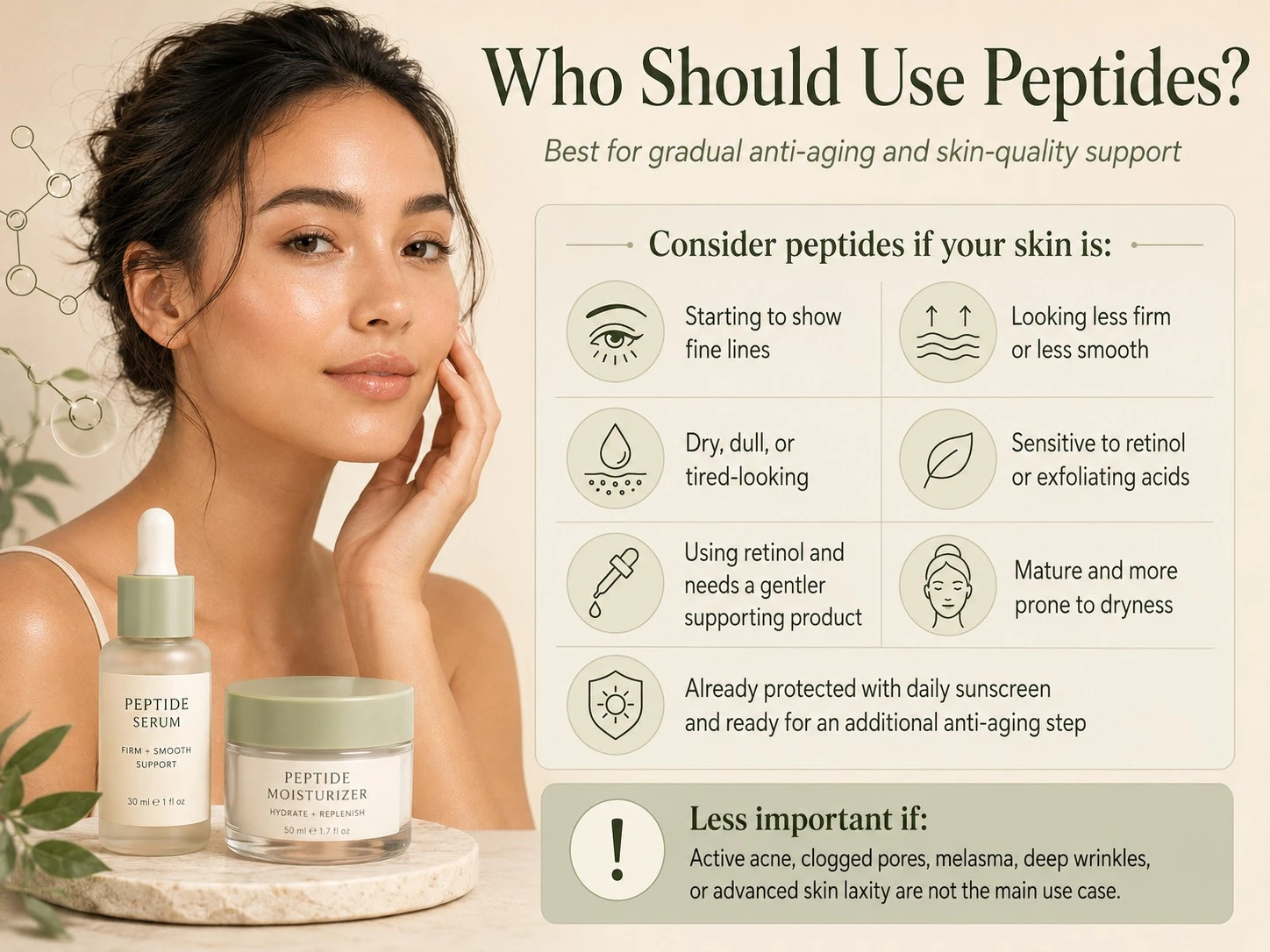 Who should use peptides for fine lines dryness sensitivity firmness loss and mature skin - Zicail Beauty Who should use peptides for fine lines dryness sensitivity firmness loss and mature skin - Peptides for Skin: Benefits, Types, Uses & Results