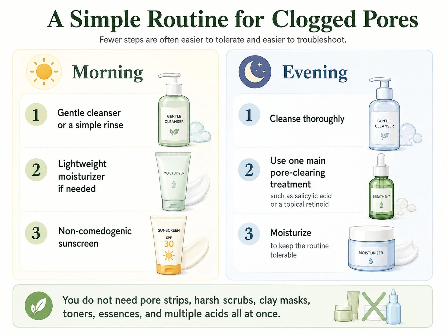 Einfache Routine bei verstopften Poren mit Reiniger Feuchtigkeitspflege Sonnenschutz Salicylsäure oder Retinoid für morgens und abends - Zicail Beauty Einfache Routine bei verstopften Poren mit Reiniger Feuchtigkeitspflege Sonnenschutz Salicylsäure oder Retinoid für morgens und abends - Verstopfte Poren: Ursachen, Anzeichen & was dagegen hilft