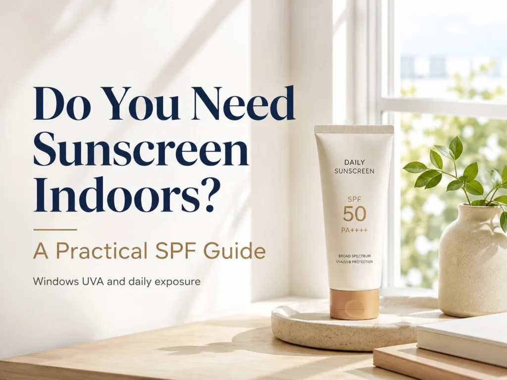 Do You Need Sunscreen Indoors A Practical SPF Guide cover showing indoor window daylight and sunscreen