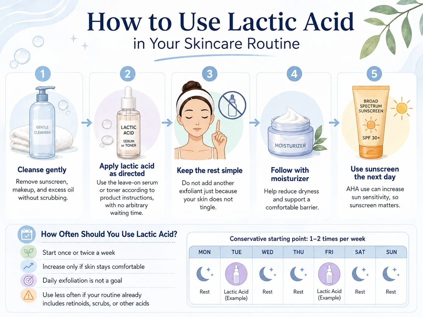 How to Use Lactic Acid in Your Skincare Routine with cleansing exfoliation moisturizer sunscreen and gradual weekly frequency - Zicail Beauty How to Use Lactic Acid in Your Skincare Routine with cleansing exfoliation moisturizer sunscreen and gradual weekly frequency - Lactic Acid for Skin: Benefits, Uses & How to Use It