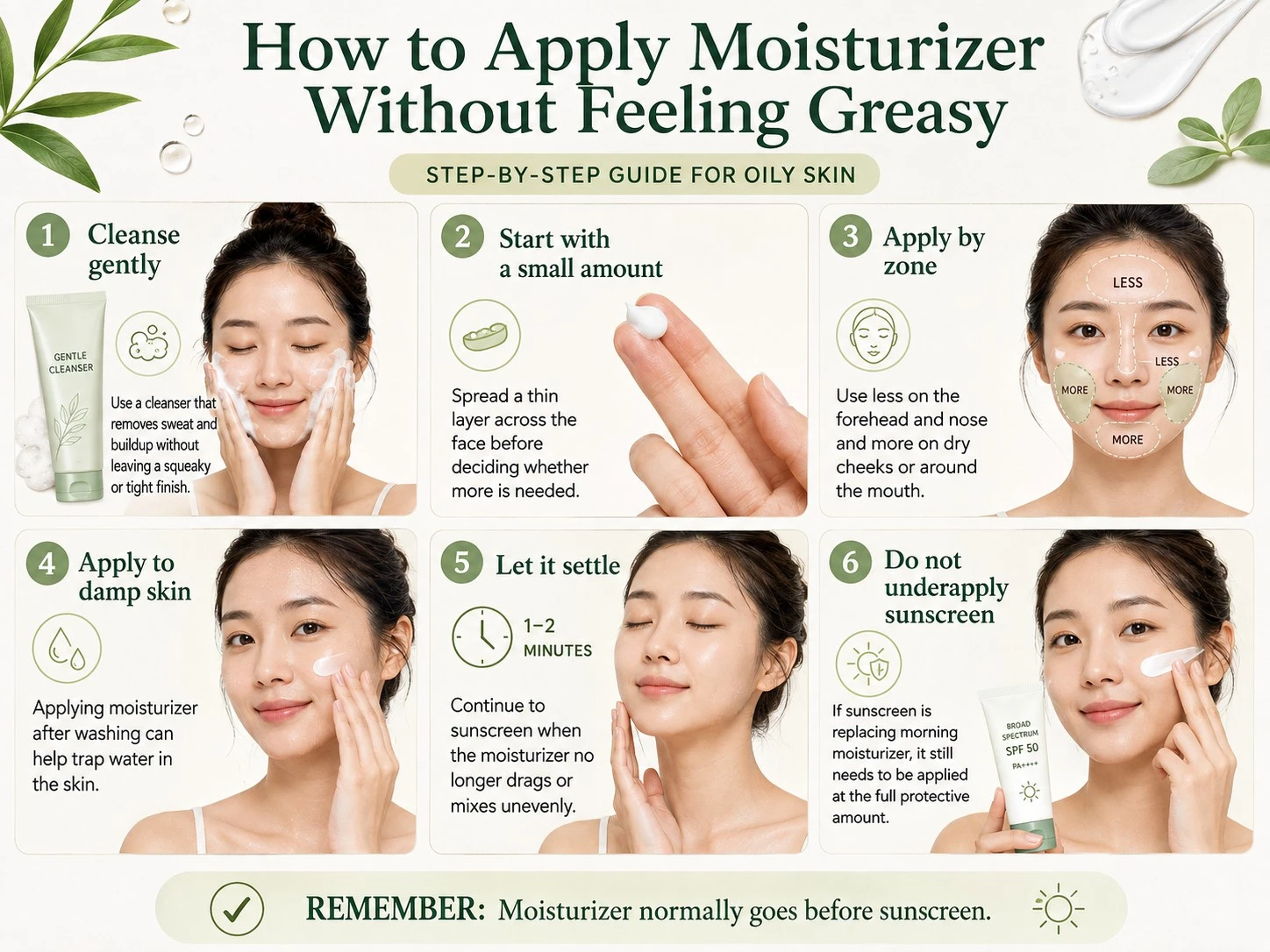 How to apply moisturizer without feeling greasy using cleanser zoned application damp skin and sunscreen - Zicail Beauty How to apply moisturizer without feeling greasy using cleanser zoned application damp skin and sunscreen - Do You Need Moisturizer If You Have Oily Skin?