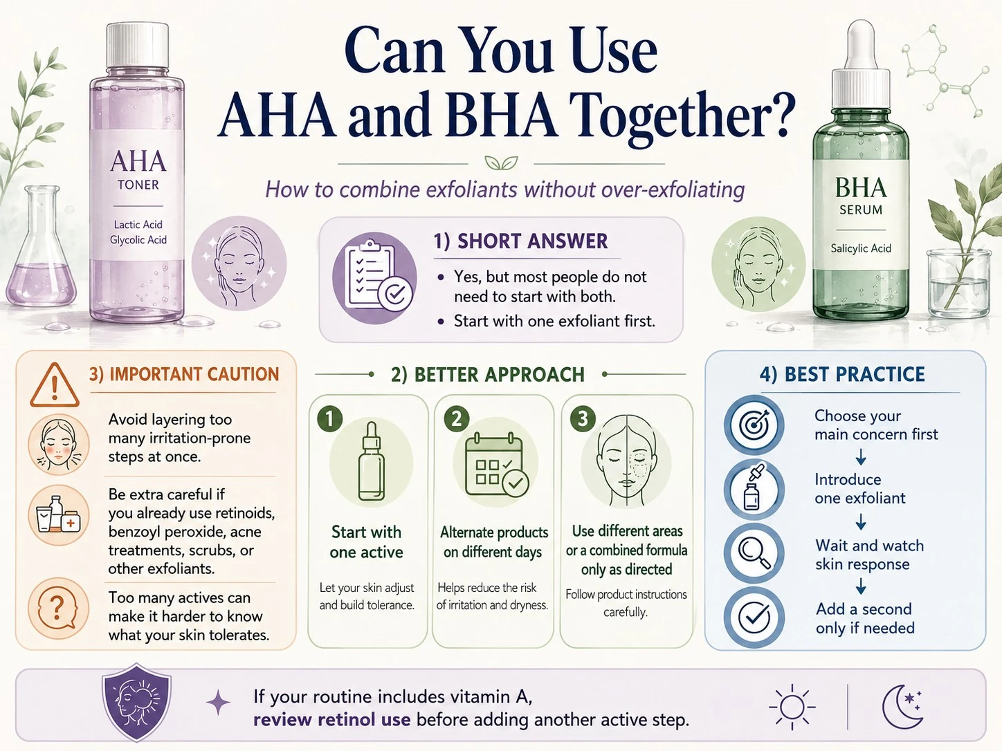 How to use AHA and BHA together safely with alternating routines combined formulas and irritation precautions - Zicail Beauty How to use AHA and BHA together safely with alternating routines combined formulas and irritation precautions - AHA vs BHA: Which Exfoliant Is Better for Your Skin?