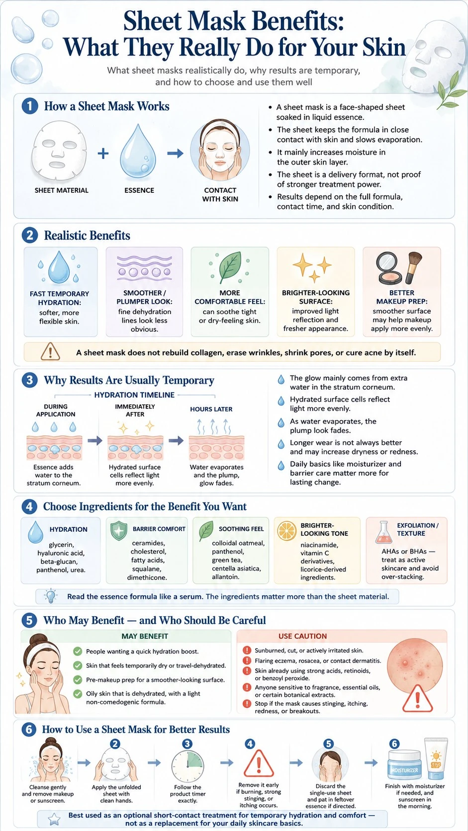 Sheet Mask Benefits What They Really Do for Your Skin infographic covering hydration ingredients temporary results and safe use - Zicail Beauty Sheet Mask Benefits What They Really Do for Your Skin infographic covering hydration ingredients temporary results and safe use - Sheet Mask Benefits: What They Really Do for Your Skin