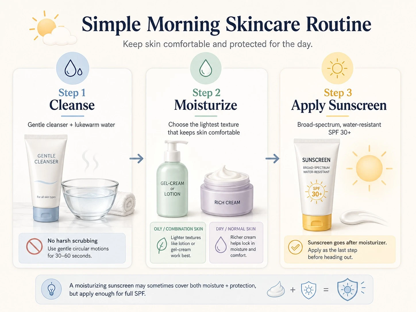 Einfache Morgenroutine mit sanfter Reinigung Feuchtigkeitspflege und Breitband-Sonnenschutz SPF 30 - Zicail Beauty Einfache Morgenroutine mit sanfter Reinigung Feuchtigkeitspflege und Breitband-Sonnenschutz SPF 30 - So bauen Sie eine minimalistische Hautpflegeroutine auf, die funktioniert