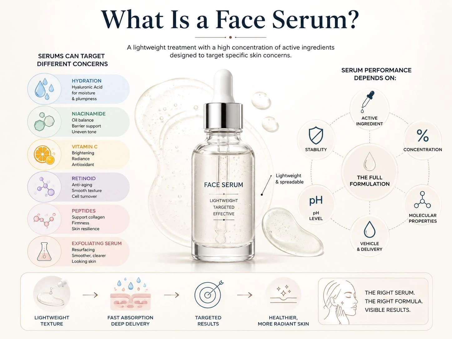 What Is a Face Serum showing targeted actives hydration brightening retinoids peptides exfoliation and formula performance - Zicail Beauty What Is a Face Serum showing targeted actives hydration brightening retinoids peptides exfoliation and formula performance - Face Oil vs Serum: Differences, Benefits & Which to Use