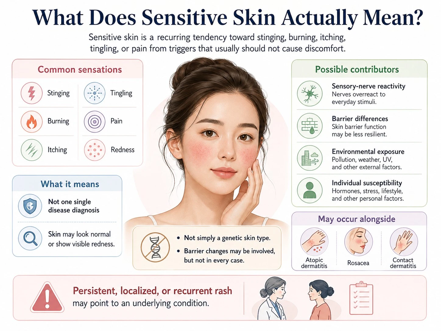 What sensitive skin means showing stinging burning itching redness barrier differences and possible related conditions - Zicail Beauty What sensitive skin means showing stinging burning itching redness barrier differences and possible related conditions - Sensitive vs Sensitized Skin: How to Tell the Difference