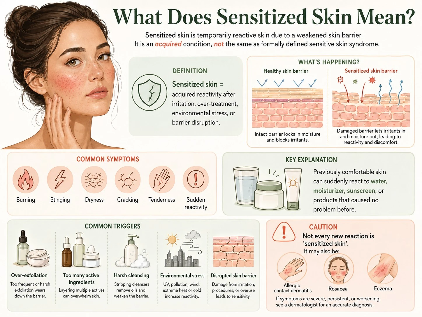 What sensitized skin means showing barrier disruption sudden reactivity symptoms triggers and possible underlying conditions - Zicail Beauty What sensitized skin means showing barrier disruption sudden reactivity symptoms triggers and possible underlying conditions - Sensitive vs Sensitized Skin: How to Tell the Difference