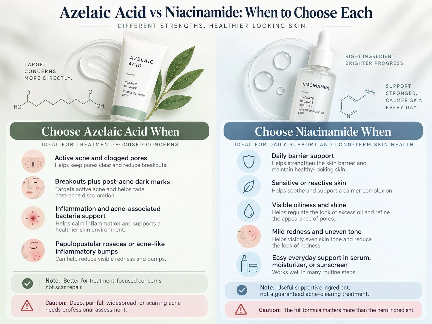 Azelaic Acid vs Niacinamide When to Choose Each treatment and daily support guide - Zicail Beauty Azelaic Acid vs Niacinamide When to Choose Each treatment and daily support guide - Azelaic Acid vs Niacinamide: Which Should You Use?