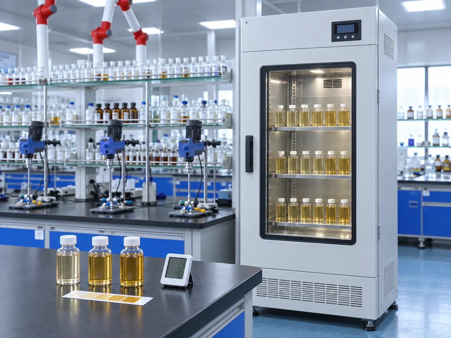Cleansing oil samples undergoing stability appearance and oxidation evaluation in the ZICAIL laboratory
