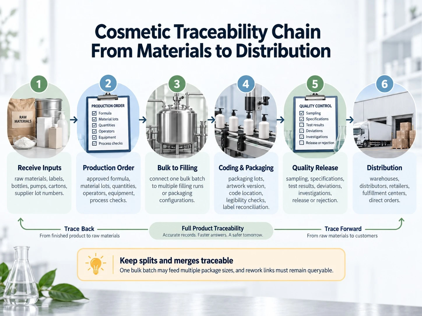 Cosmetic Traceability Chain From Materials to Distribution six step trace back and trace forward guide - Zicail Beauty Cosmetic Traceability Chain From Materials to Distribution six step trace back and trace forward guide - Cosmetic Batch Codes and Product Traceability Guide
