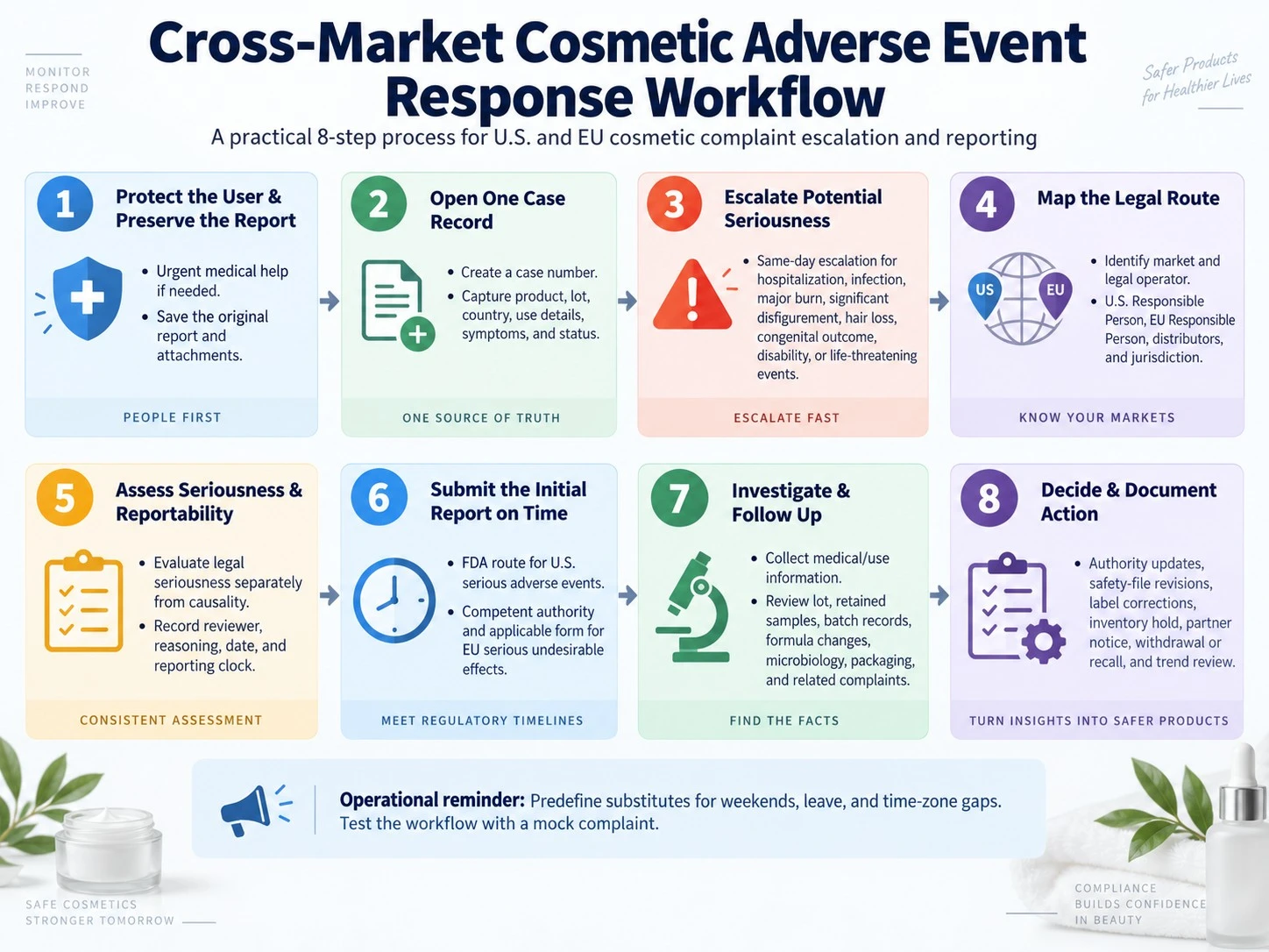 Cross Market Cosmetic Adverse Event Response Workflow eight step US and EU reporting guide - Zicail Beauty Cross Market Cosmetic Adverse Event Response Workflow eight step US and EU reporting guide - Cosmetic Adverse Event Reporting: U.S. vs EU Guide