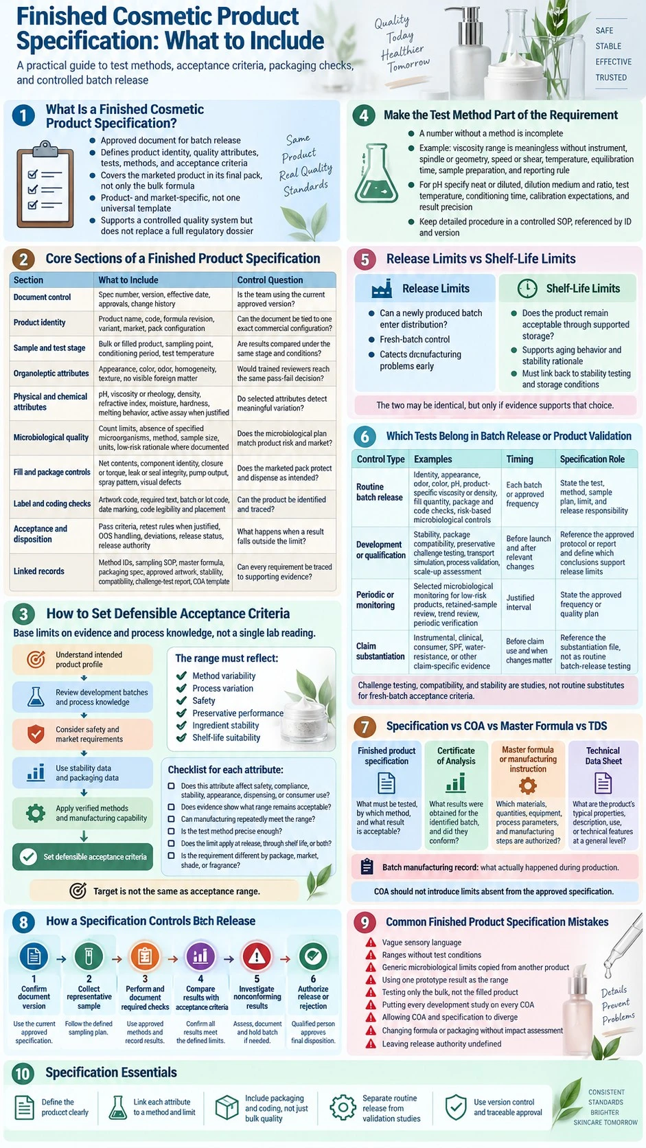 Finished Cosmetic Product Specification What to Include acceptance criteria validation documents and batch release infographic - Zicail Beauty Finished Cosmetic Product Specification What to Include acceptance criteria validation documents and batch release infographic - Finished Cosmetic Product Specification: What to Include