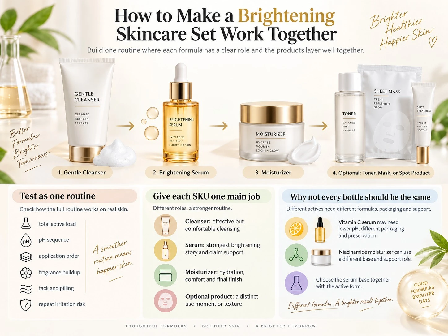 How to Make a Brightening Skincare Set Work Together cleanser serum moisturizer layering and formula compatibility guide - Zicail Beauty How to Make a Brightening Skincare Set Work Together cleanser serum moisturizer layering and formula compatibility guide - How to Develop a Brightening Skincare Set for Your Market