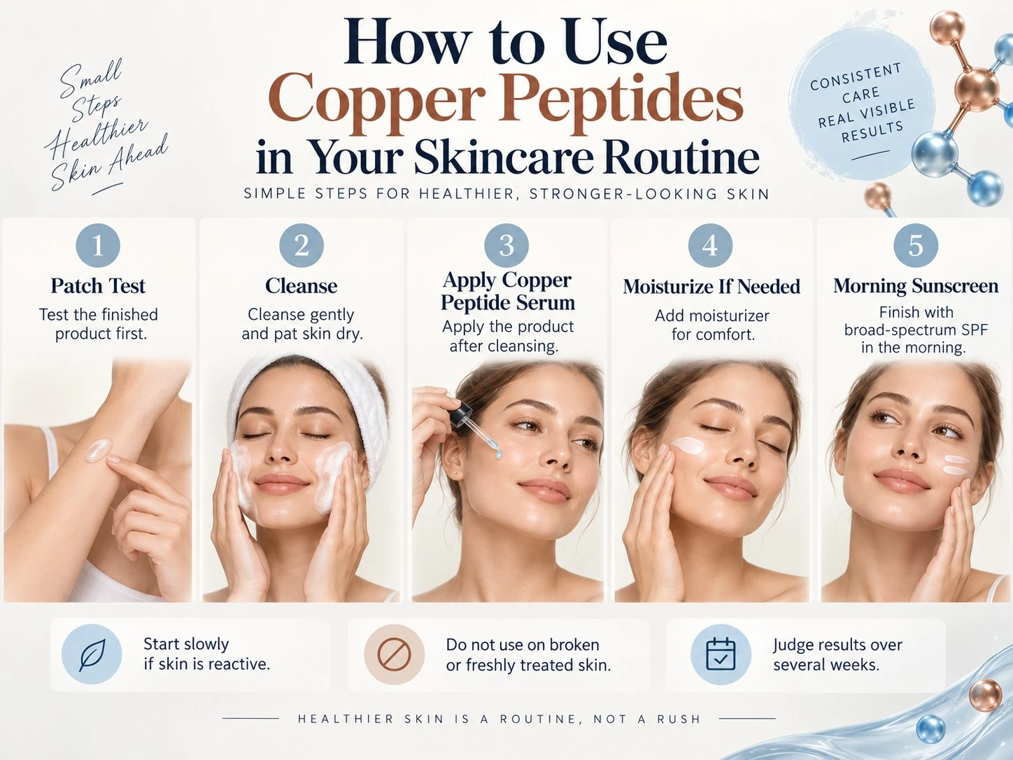 How to Use Copper Peptides in Your Skincare Routine five step skincare guide - Zicail Beauty How to Use Copper Peptides in Your Skincare Routine five step skincare guide - Copper Peptides for Skin: Benefits, Uses & Side Effects