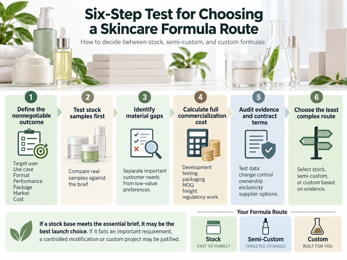 Six Step Test for Choosing a Skincare Formula Route stock semi custom and custom formula guide - Zicail Beauty Six Step Test for Choosing a Skincare Formula Route stock semi custom and custom formula guide - Stock vs Custom Skincare Formula: Which to Choose?