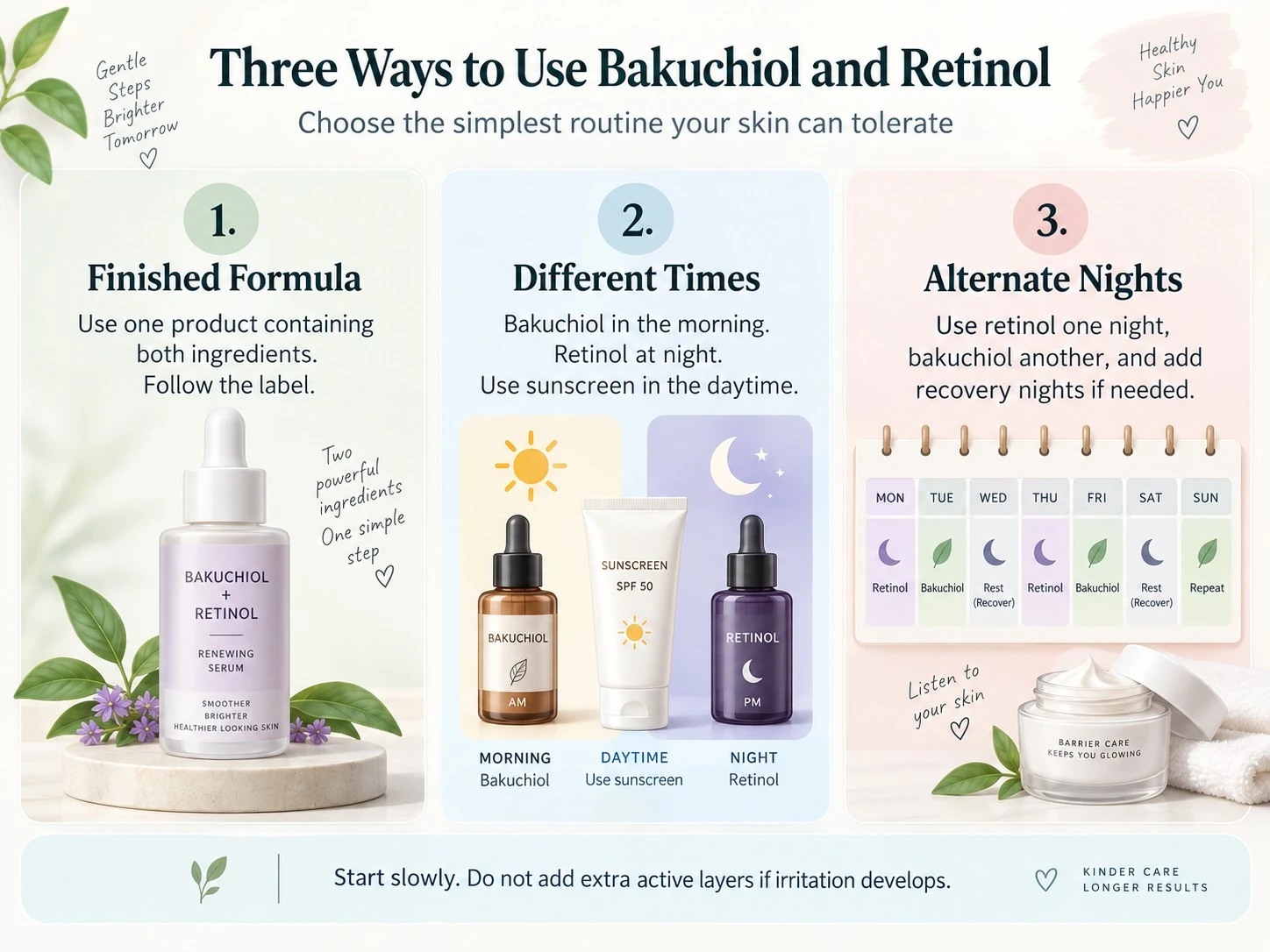 Trois façons d’utiliser le bakuchiol et le rétinol formule finie moments différents nuits alternées guide - Zicail Beauty Trois façons d’utiliser le bakuchiol et le rétinol formule finie moments différents nuits alternées guide - Peut-on utiliser le bakuchiol et le rétinol ensemble en toute sécurité ?