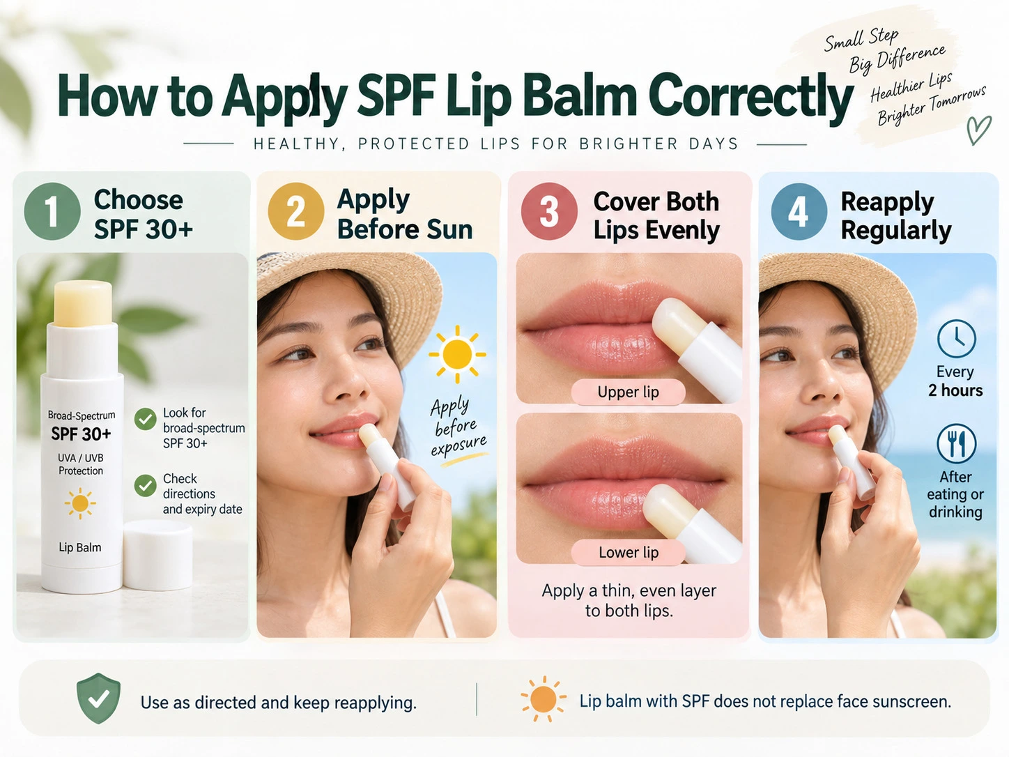 How to Apply SPF Lip Balm Correctly four step guide for even coverage sun protection and reapplication - Zicail Beauty How to Apply SPF Lip Balm Correctly four step guide for even coverage sun protection and reapplication - Does Lip Balm With SPF Protect Your Lips? How to Use It