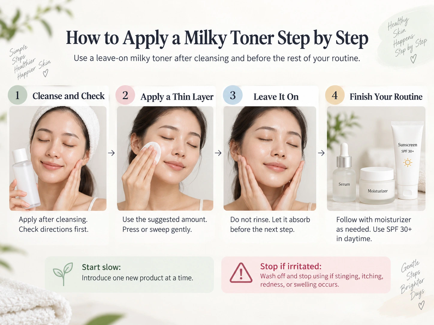How to Apply a Milky Toner Step by Step cleansing application layering moisturizer and sunscreen guide - Zicail Beauty How to Apply a Milky Toner Step by Step cleansing application layering moisturizer and sunscreen guide - What Is a Milky Toner? Benefits and Who Should Use It
