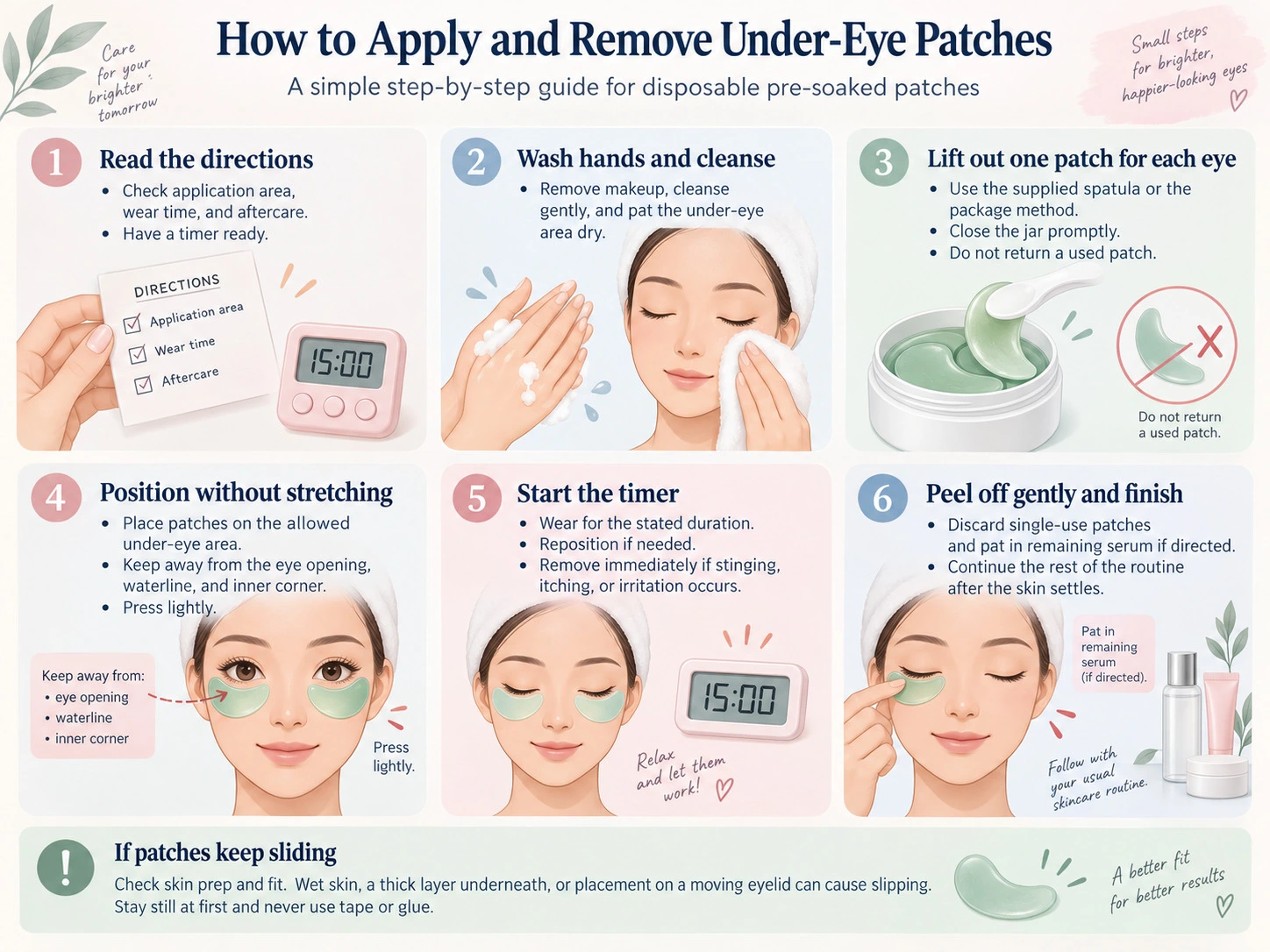 How to Apply and Remove Under Eye Patches six step guide for safe placement timing and removal - Zicail Beauty How to Apply and Remove Under Eye Patches six step guide for safe placement timing and removal - How to Use Under-Eye Patches: Order, Time & Frequency