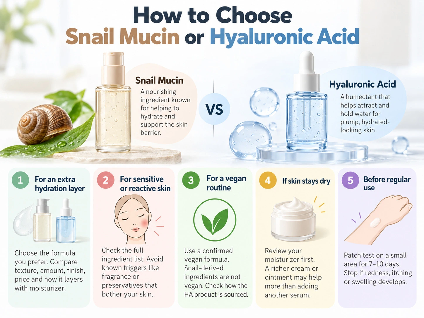 Cómo elegir mucina de caracol o ácido hialurónico para su piel hidratación y sensibilidad - Zicail Beauty Cómo elegir mucina de caracol o ácido hialurónico para su piel hidratación y sensibilidad - Mucina de caracol vs. ácido hialurónico: ¿cuál es la diferencia?