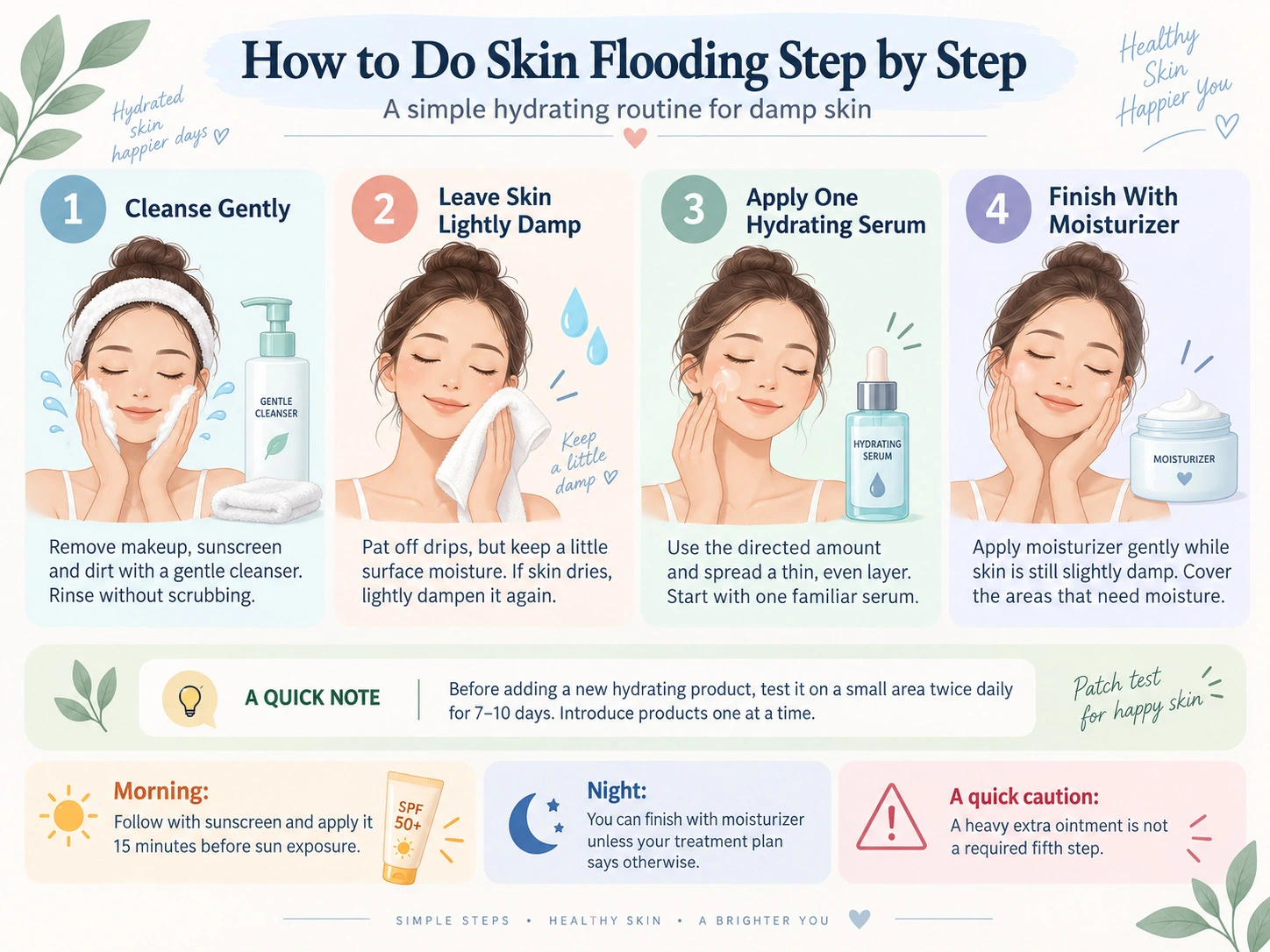 How to Do Skin Flooding Step by Step four step routine with damp skin hydrating serum and moisturizer - Zicail Beauty How to Do Skin Flooding Step by Step four step routine with damp skin hydrating serum and moisturizer - What Is Skin Flooding? Steps, Benefits and Who Should Try It
