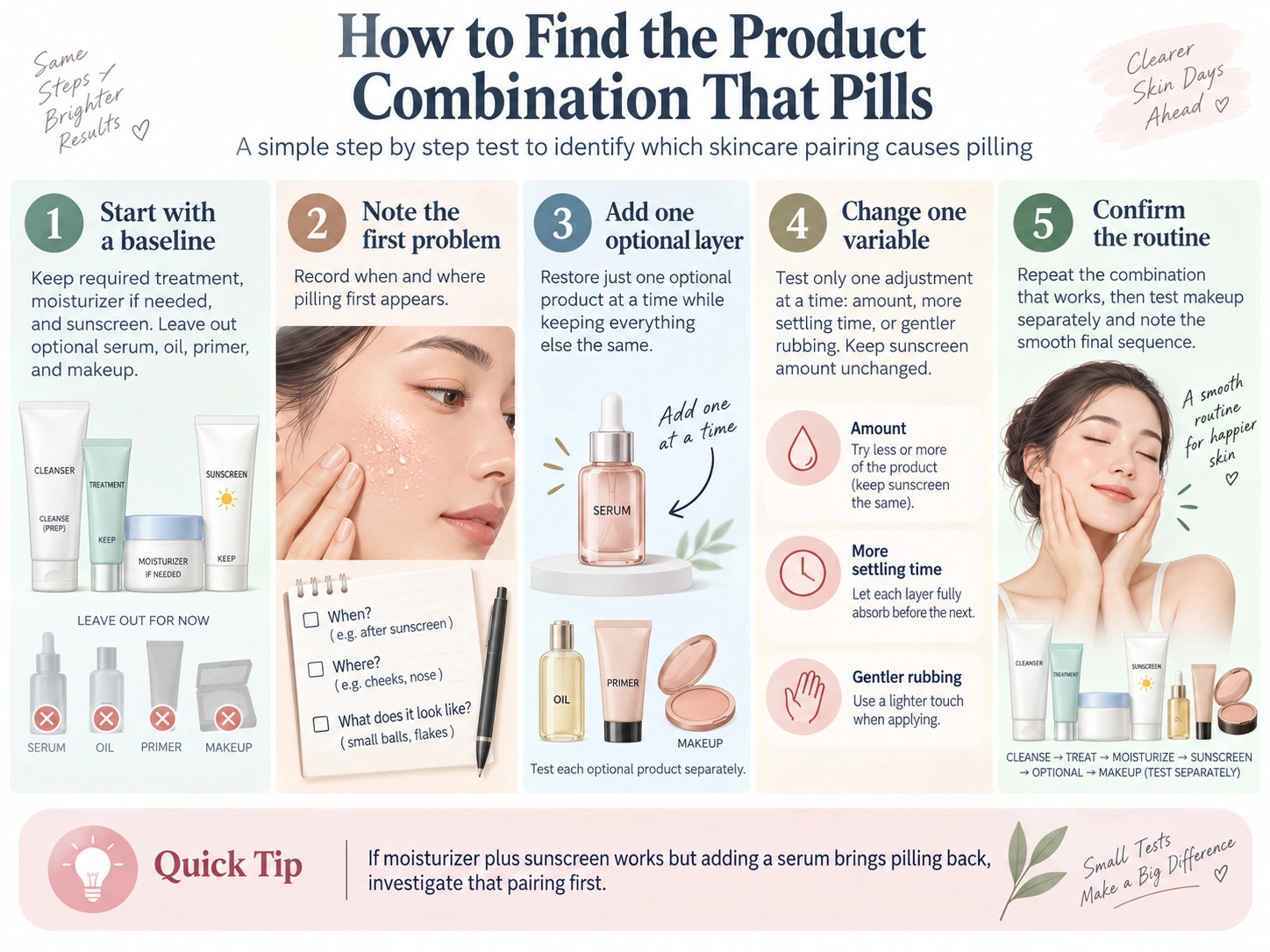 How to Find the Product Combination That Pills five step skincare troubleshooting guide for serum moisturizer and sunscreen - Zicail Beauty How to Find the Product Combination That Pills five step skincare troubleshooting guide for serum moisturizer and sunscreen - How to Layer Skincare Without Pilling: Steps and Fixes