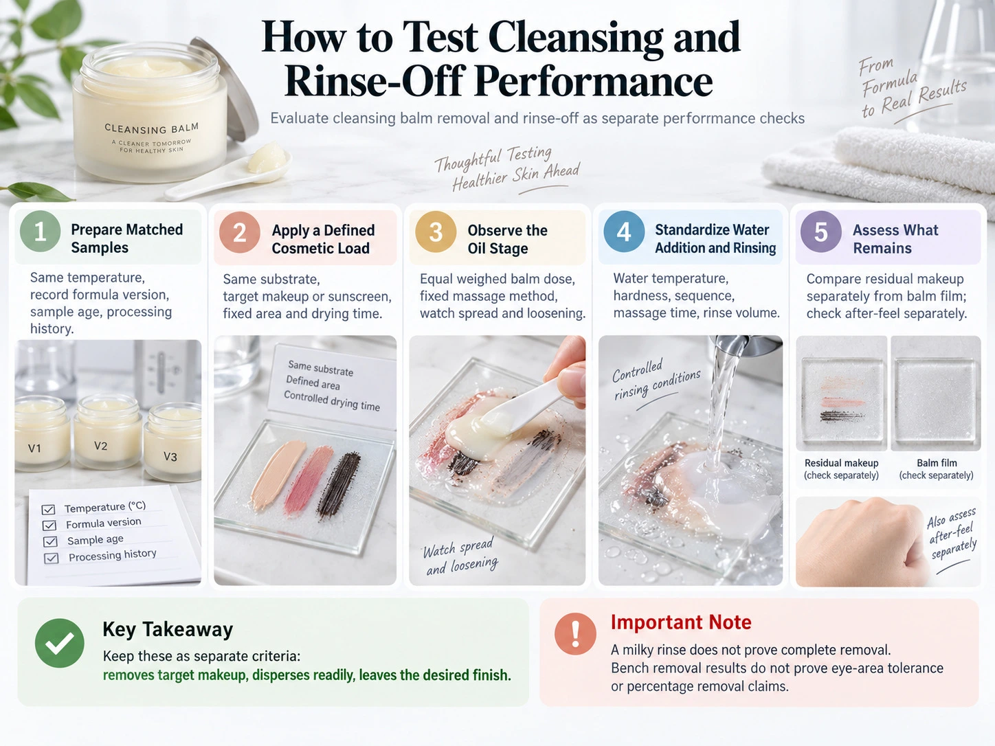 How to Test Cleansing and Rinse Off Performance five step cleansing balm removal emulsification and residue assessment guide - Zicail Beauty How to Test Cleansing and Rinse Off Performance five step cleansing balm removal emulsification and residue assessment guide - Cleansing Balm Formulation: Oils, Waxes and Rinse-Off