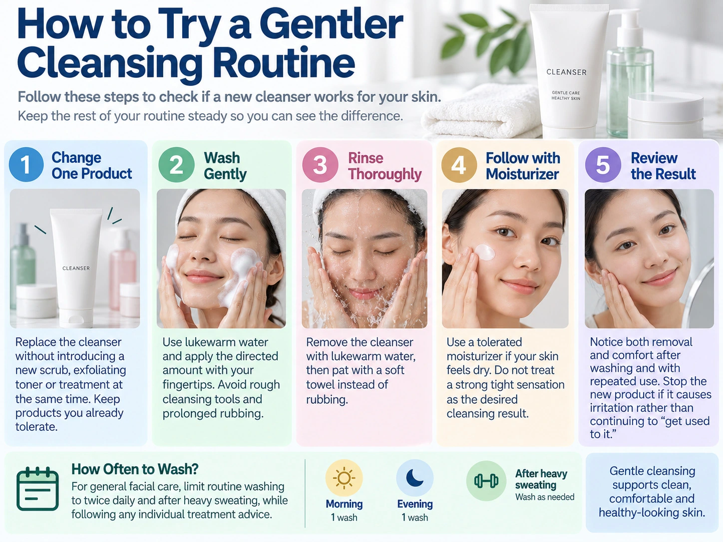 How to Try a Gentler Cleansing Routine five step guide to washing rinsing moisturizing and assessing skin comfort - Zicail Beauty How to Try a Gentler Cleansing Routine five step guide to washing rinsing moisturizing and assessing skin comfort - Amino Acid vs Soap-Based Cleanser: Which Is Gentler?