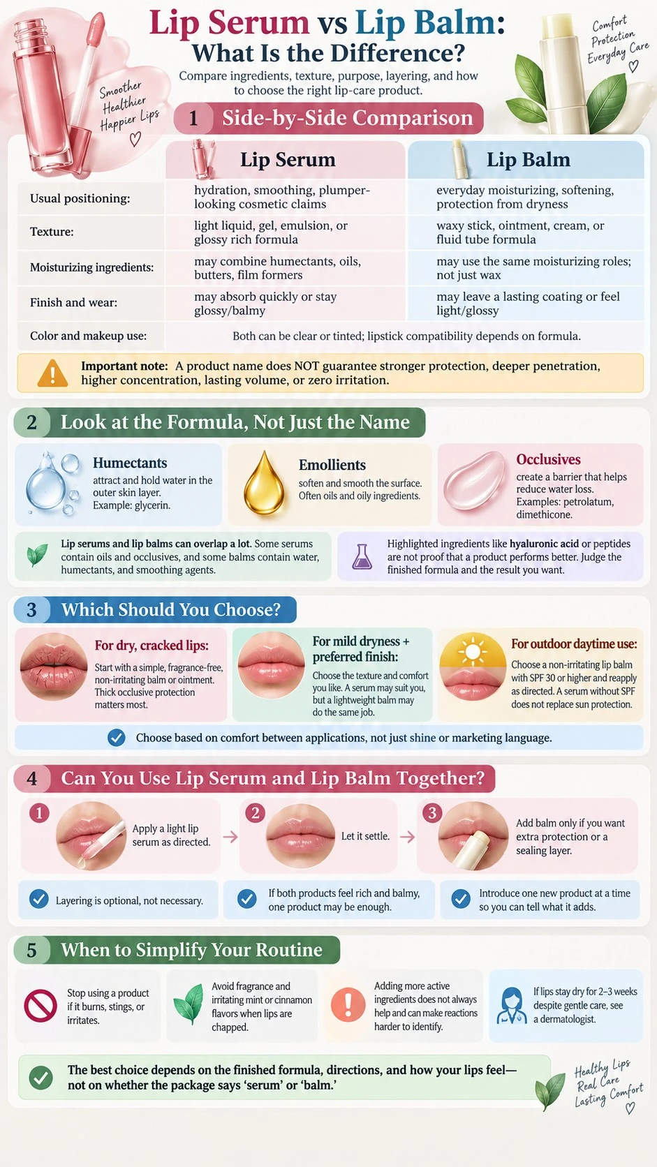 Lip Serum vs Lip Balm What Is the Difference ingredients hydration protection layering and lip care infographic - Zicail Beauty Lip Serum vs Lip Balm What Is the Difference ingredients hydration protection layering and lip care infographic - Lip Serum vs Lip Balm: What Is the Difference?