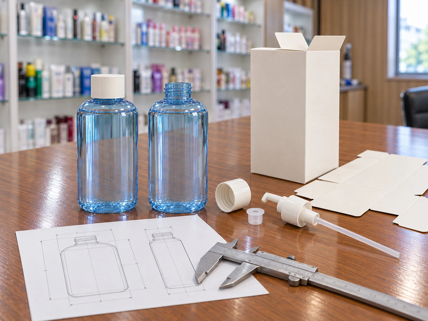 نماذج أولية لعبوات تونر مرطب OEM ODM مع رسومات زجاجات وأدوات قياس