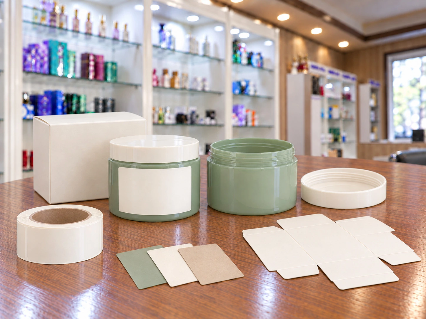 Toner pad OEM and ODM packaging samples with jars lids labels and carton blanks