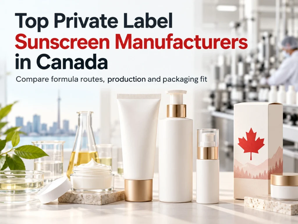 Top Private Label Sunscreen Manufacturers in Canada formula and packaging comparison
