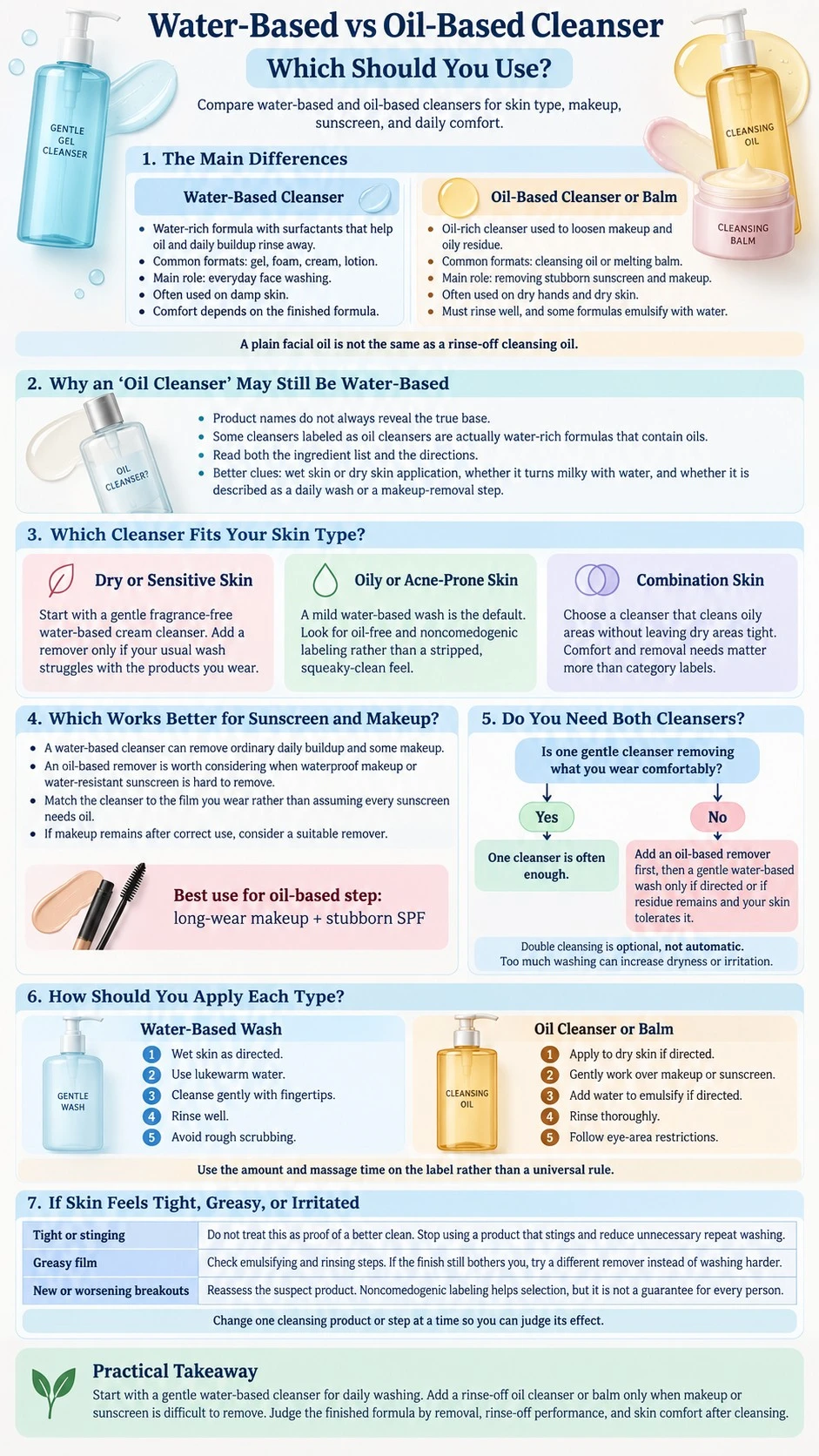 Water Based vs Oil Based Cleanser Which Should You Use benefits skin types double cleansing and application infographic - Zicail Beauty Water Based vs Oil Based Cleanser Which Should You Use benefits skin types double cleansing and application infographic - Water-Based vs Oil-Based Cleanser: Which Should You Use?