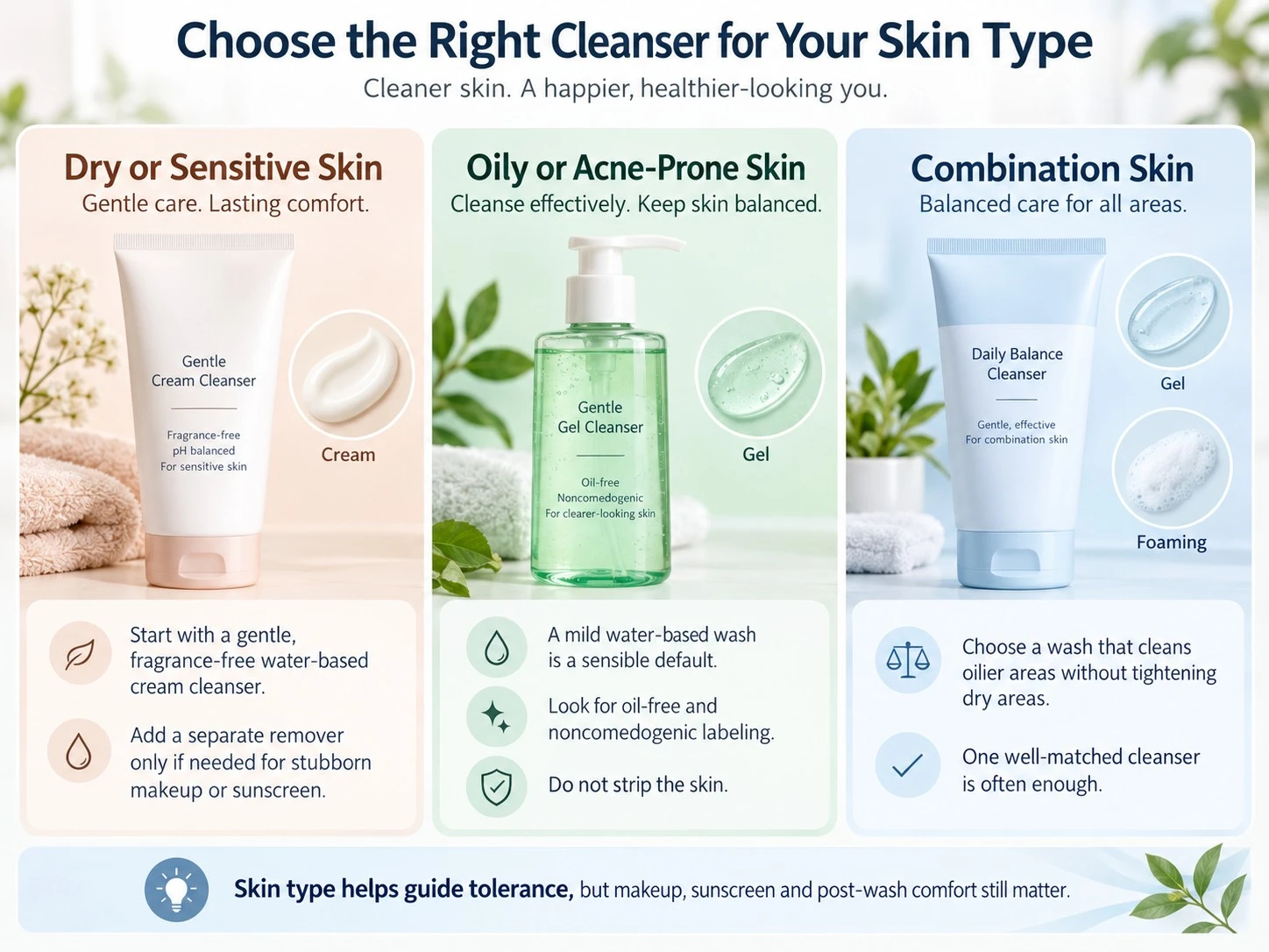 Which Cleanser Fits Your Skin Type dry sensitive oily acne prone and combination skin cleanser guide - Zicail Beauty Which Cleanser Fits Your Skin Type dry sensitive oily acne prone and combination skin cleanser guide - Water-Based vs Oil-Based Cleanser: Which Should You Use?